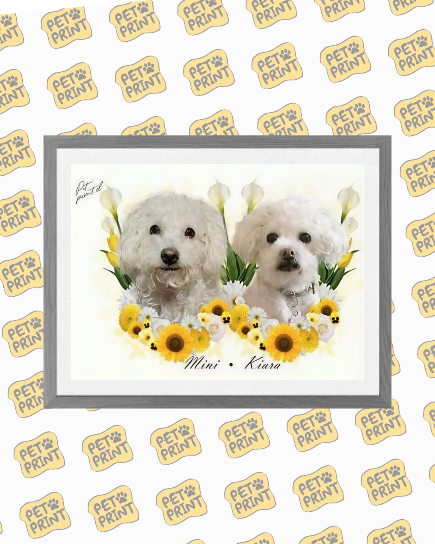 Cuadro Enmarcado - Hermanos florales en amarillo (Dúo)