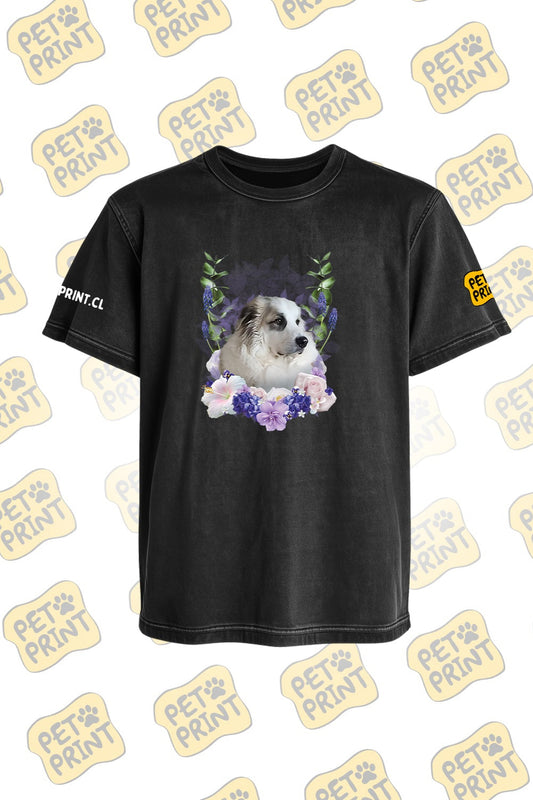 Polera Acid Wash - Floreado (Morado)