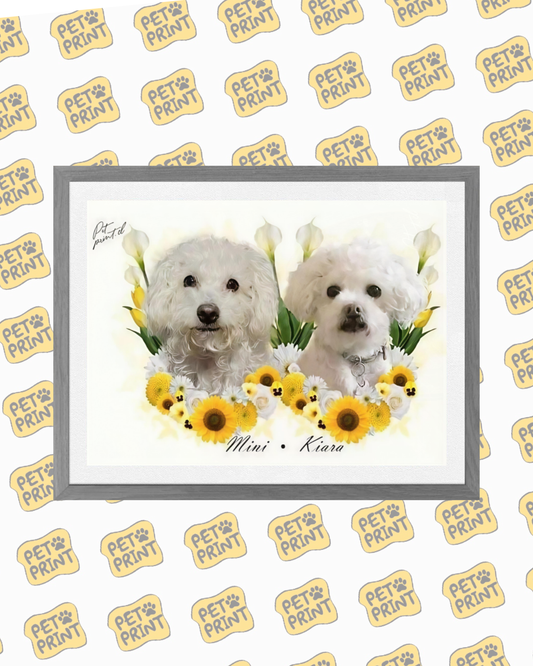 Cuadro Enmarcado - Hermanos florales en amarillo (Dúo)