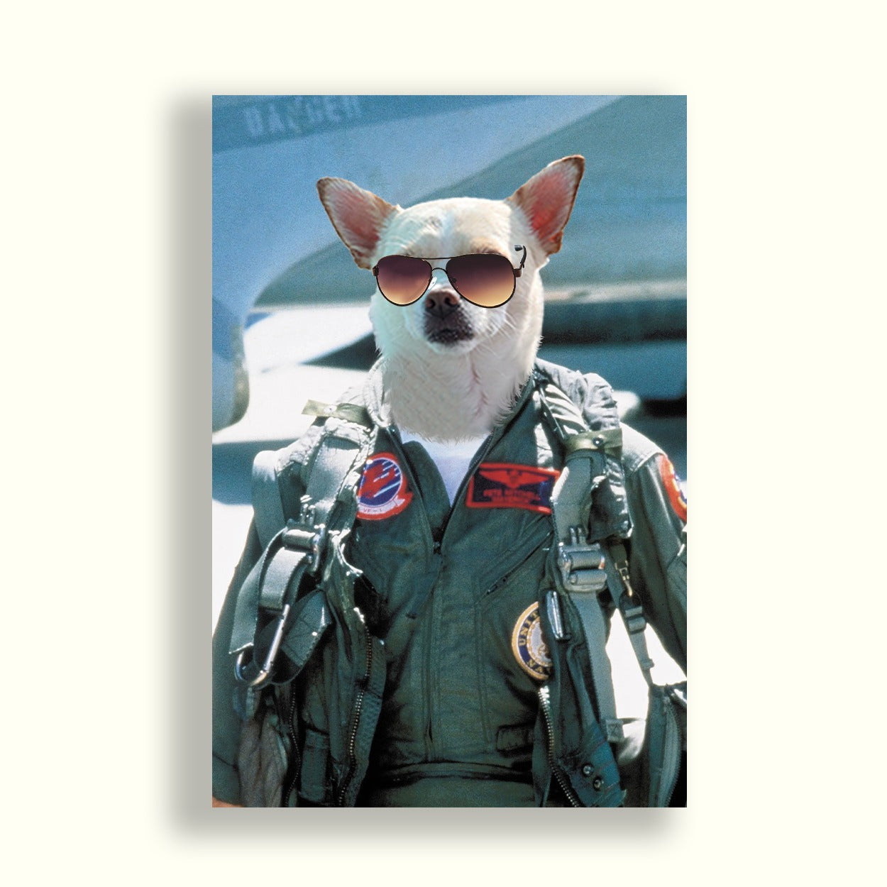 Perro chihuahua con traje de aviador (top gun) - Pet Print product Top Gun