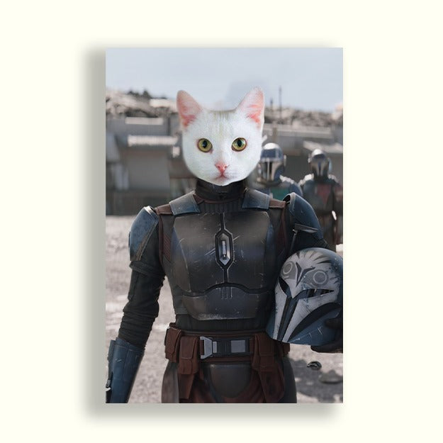 Gatito blanco vestido como personaje de star wars