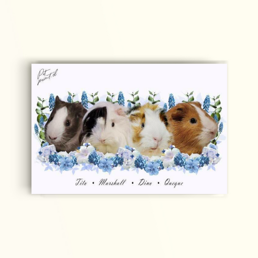 Cuadro enmarcado- Equipo floral en Celeste